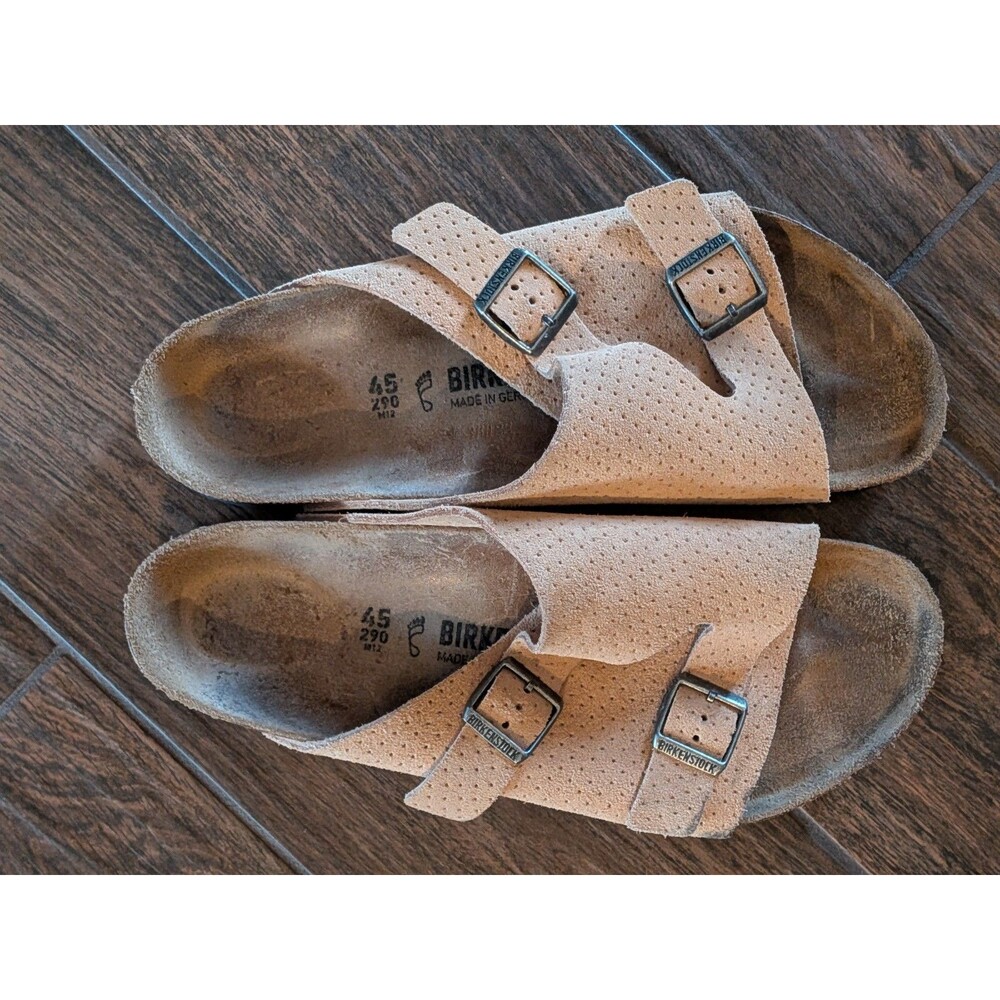Birkenstock Zurich Beige Dotted Suede Slide Mens Size EU 45 US 12-12.5